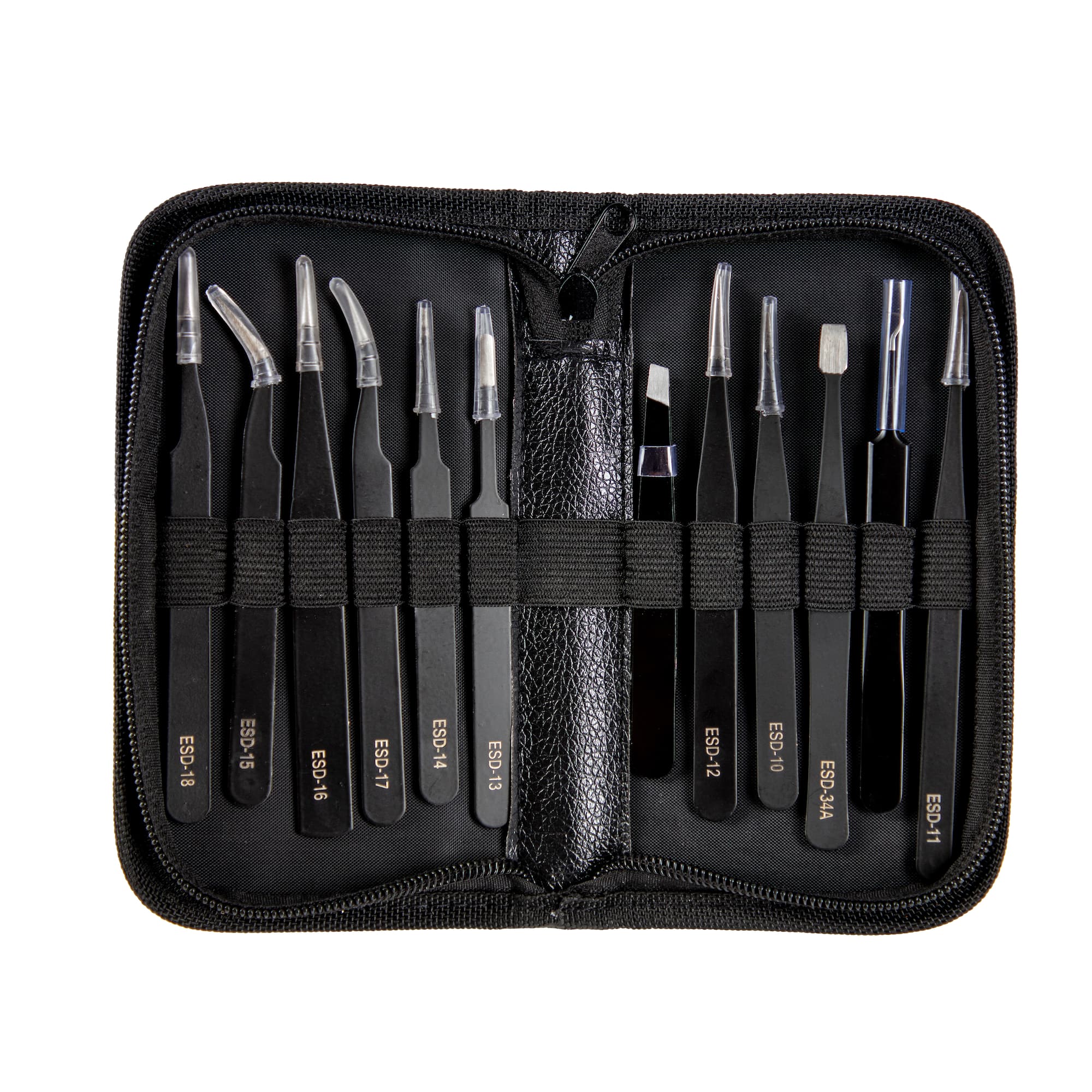 12 Piece Precision Tweezer Set with Case by Bead Landing™